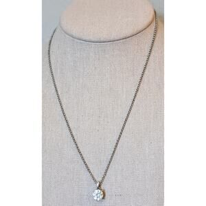 Vintage 925 Sterling Silver CZ Solitaire Pendant Chain 18" Necklace